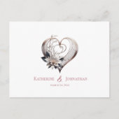 モダンピンクハートと花 – RSVP-結婚s- ポストカード (正面)