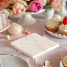 モダンピンクハートの結婚式用ナプキン スタンダードカクテルナプキン