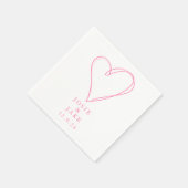 モダンピンクハートの結婚式用ナプキン スタンダードカクテルナプキン (角)