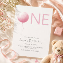 モダンピンクバルーンガールの1歳の誕生日