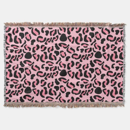 モダンピンクヒョウ柄アニマル スローブランケット (正面)