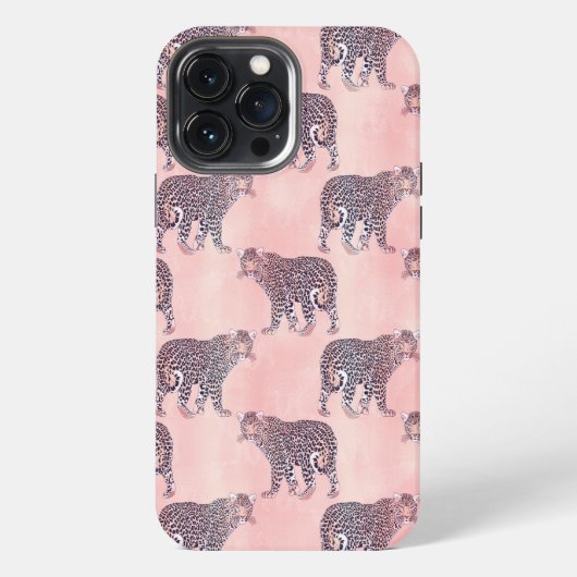 モダンピンクヒョウ柄 iPhoneケース (裏面)