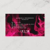 モダンピンクフカスタムレイムスのロゴとソーシャルアイコン 名刺 (裏面)