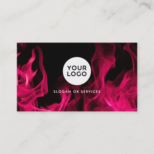 モダンピンクフカスタムレイムスのロゴとソーシャルアイコン 名刺 (正面)