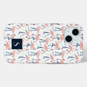 モダンピンクフラミンゴのモノグラム Case-Mate iPhoneケース (裏面 (横))