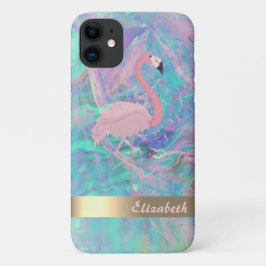 モダンピンクフラミンゴオパール虹色 iPhone 11 ケース