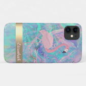 モダンピンクフラミンゴオパール虹色 Case-Mate iPhoneケース (裏面(横))