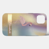 モダンピンクフラミンゴカラフル金ゴールド Case-Mate iPhoneケース (裏面 (横))