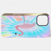 モダンピンクフラミンゴタイダイ iPhoneケース (裏面横)