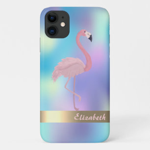 モダンピンクフラミンゴホログラフィック iPhone 11 ケース