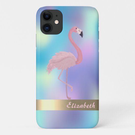 モダンピンクフラミンゴホログラフィック Case-Mate iPhoneケース (裏面)