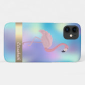 モダンピンクフラミンゴホログラフィック Case-Mate iPhoneケース (裏面(横))