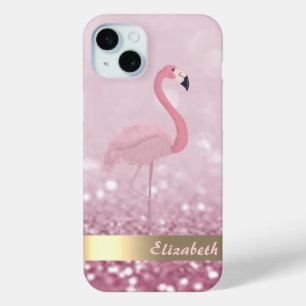 モダンピンクフラミンゴラメぼかし - オリジナルデザイン iPhone 15 MINIケース