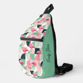 モダンピンクフラミンゴ幾何ガーリーシック スリングバッグ (右コーナー)