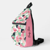 モダンピンクフラミンゴ幾何ガーリーシック スリングバッグ (右コーナー)