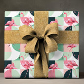 モダンピンクフラミンゴ幾何ガーリーシック ラッピングペーパー