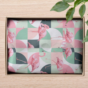 モダンピンクフラミンゴ幾何ガーリーシック 薄葉紙