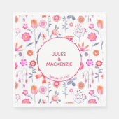 モダンピンクフラワーガーデンボー スタンダードランチョンナプキン (正面)