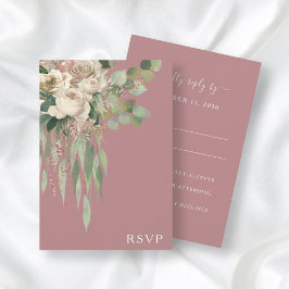 モダンピンクフラワーピオニーの結婚式 出欠カード