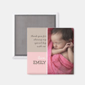 モダンピンクブラウンありがとうご用写真マグネット マグネット (正面/裏面)