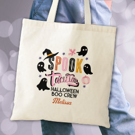 モダンピンクブラックのスプークタキュラー・ハロウィーンBooクルー トートバッグ