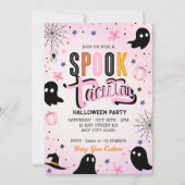 モダンピンクブラックスイートスプークタキュラー・ハロウィン 招待状 (正面)