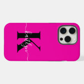 モダンピンクブラックスクリプトモノグラム iPhoneケース (裏面横)