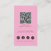モダンピンクブルーライムヘアスタイリングフラットデザインQR 名刺 (裏面)
