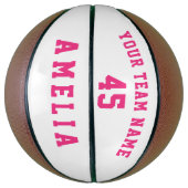 モダンピンクプレーヤーチーム名番号 バスケットボール (縦)