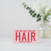 モダンピンクヘアスタイリストタイポグラフィ 名刺 (スタンド正面)