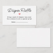 モダンピンクベイビーシャワーディーパーラッフルチケット エンクロージャーカード (正面/裏面)