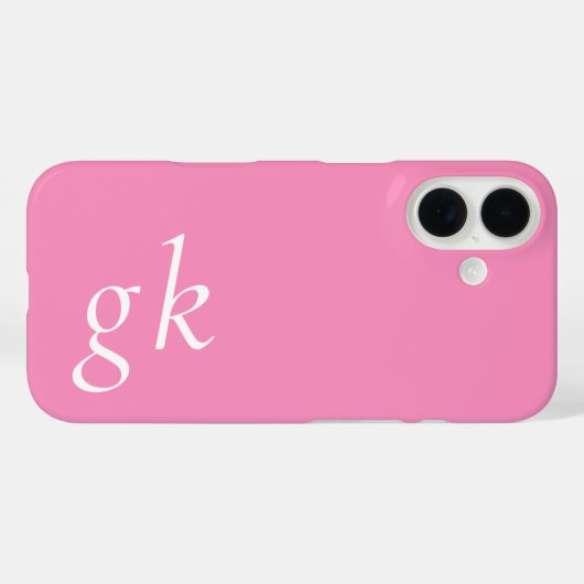 モダンピンクホワイトモノグラム名 Case-Mate iPhoneケース (裏面 (横))