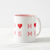 モダンピンクホーム&ハート ツートーンマグカップ (正面右)