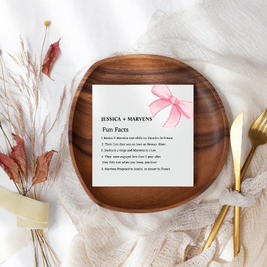 モダンピンクボウおもしろいファクト結婚ズのナプキン スタンダードカクテルナプキン