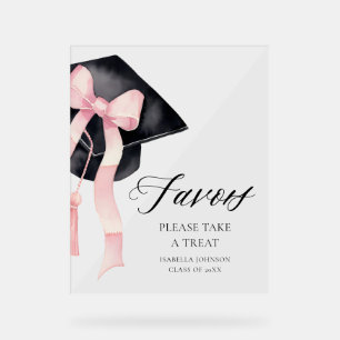 モダンピンクボウグラデーション付きキャップ卒業生の好意 アクリルサイン