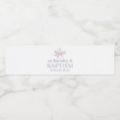 モダンピンクボウ1歳の誕生日とバプテスマ ペットボトルラベル (シングルラベル)