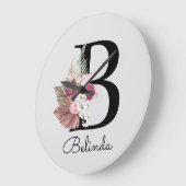 モダンピンクボガーリーホフローライニシャルB ラージ壁時計 (傾斜)