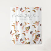 モダンピンクボホバタフライガールベイビーシャワー タペストリー (正面)