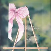 モダンピンクボー ベビーシャワー ウェルカム アクリルサイン (ニュートラル)