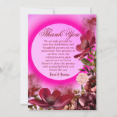 モダンピンクボ結婚ホフローラ記念日パーティー サンキューカード (正面)