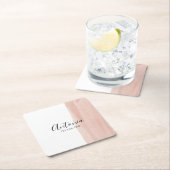 モダンピンクミニマルのスクリプト名 スクエアペーパーコースター (インサイチュ)