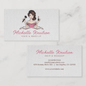 モダンピンクメイクアップアーティスト&美容師サロン 名刺 (正面/裏面)