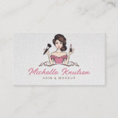 モダンピンクメイクアップアーティスト&美容師サロン 名刺 (正面)