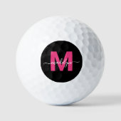 モダンピンクモノグラムイニシャル名入りオーダーメイド ゴルフボール (正面)