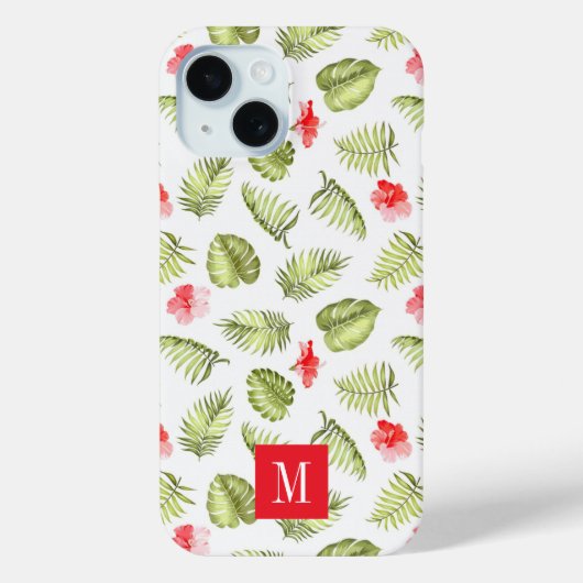 モダンピンクモノグラム植物パームリーフ Case-Mate iPhoneケース (裏面)