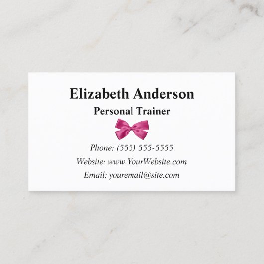 モダンピンクリボガーリーン付きパーソナルトレーナー 名刺 (裏面)