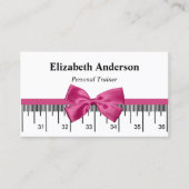 モダンピンクリボガーリーン付きパーソナルトレーナー 名刺 (正面)