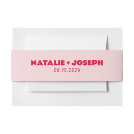 モダンピンクレはっきりしたッド明るいレトロ結婚ズ 招待状ベリーバンド