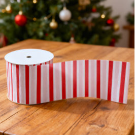 モダンピンクレッドストライプ クリスマス グログランリボン