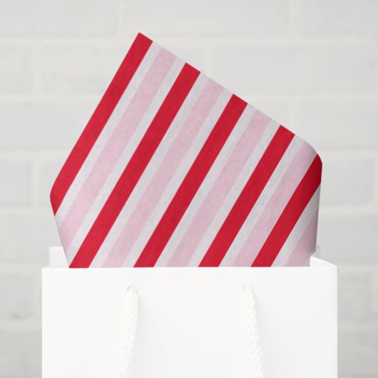 モダンピンクレッドストライプ クリスマス 薄葉紙 (ギフトバッグ)